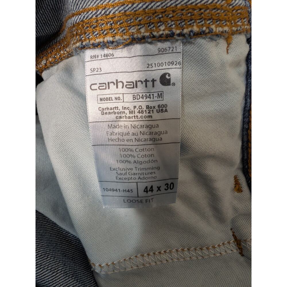 Carhartt Jeans Mens 44x30 Blue Loose Fit Carpenter Utility Denim (947) - Picture 6 of 8